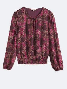 Nine Britton Lennon Key Hole Smocked Hem Blouse.  Size XXL